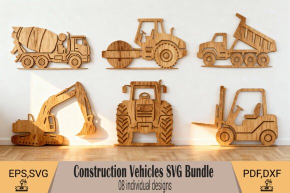 Construction Vehicles Wall Art SVG: Laser Cutting & Wall Decor