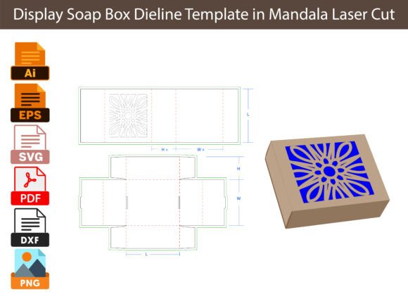 Display Soap Box Dieline Template for Laser Cutting and Boxes