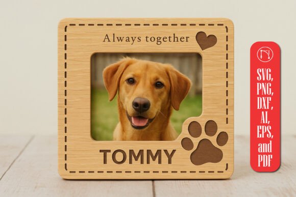 Dog Photo Frame Laser Cut SVG Cut File: Wall Decor & Commercial Use