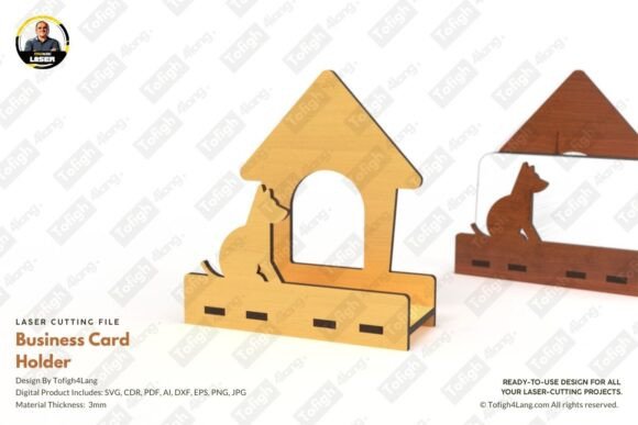 Dog-Shaped Business Card Holder Svg for Laser Cutting Stands