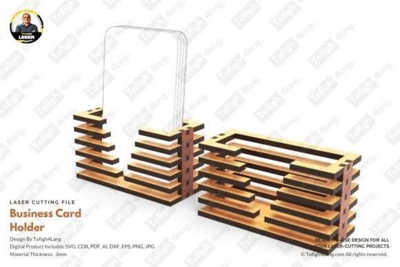 Geometric Business Card Holder SVG for Laser Cutting Stands