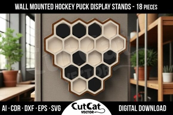 Hockey Puck Wall Display - 18 Pucks for Laser Cutting and Wall Decor