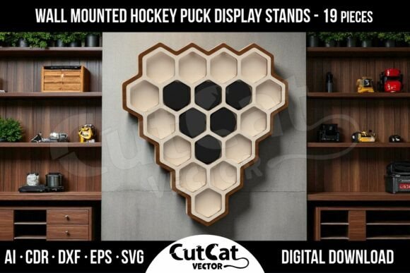 Hockey Puck Wall Display - 19 Pucks
