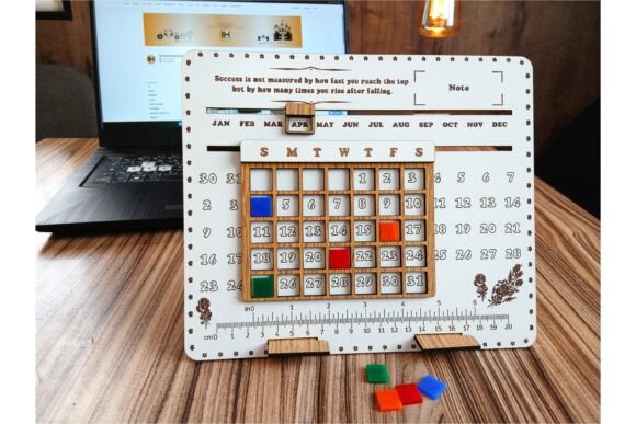 Laser Cut Lifetime Wooden Desk Calendar for Stands