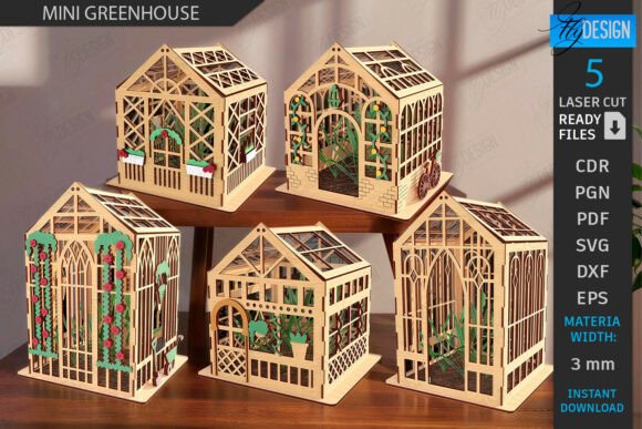 Mini Greenhouse Laser Cut Bundle CNC for Home Decor