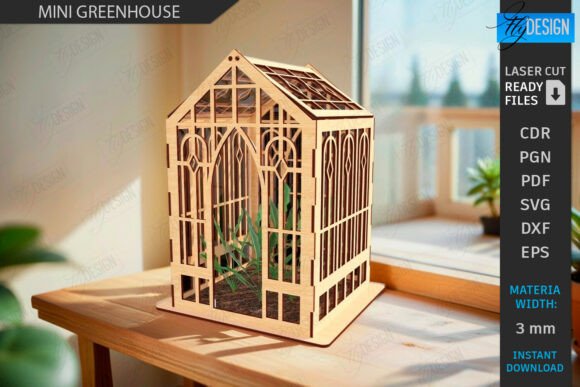 Mini Greenhouse Laser Cut Garden SVG for Home Decor