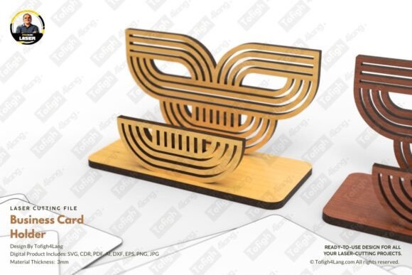 Minimalist Business Card Holder Design for Laser Cutting Stands