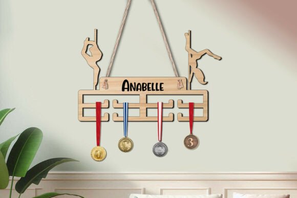 Pole Dance Woman SVG Sport Medal Hanger for Laser Cutting Stands