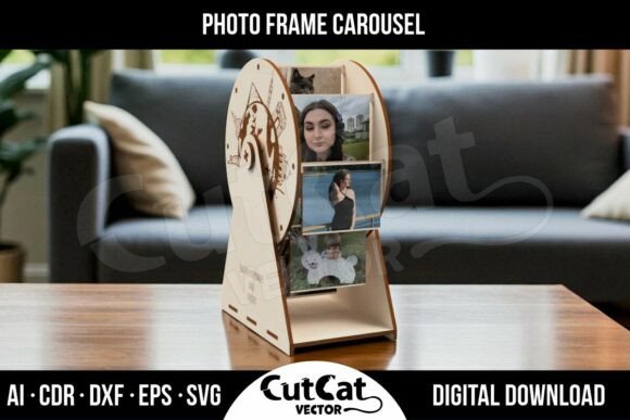 Rotating Photo Frame Carousel SVG: Laser Cutting for Valentine S Day