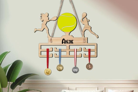 Tennis Woman SVG Medal Hanger Sport Gift Laser Cutting Stands