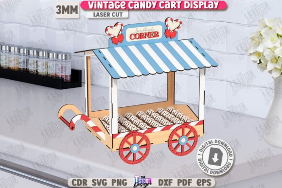 Vintage Candy Cart Display Laser Cut CNC for Valentine S Day